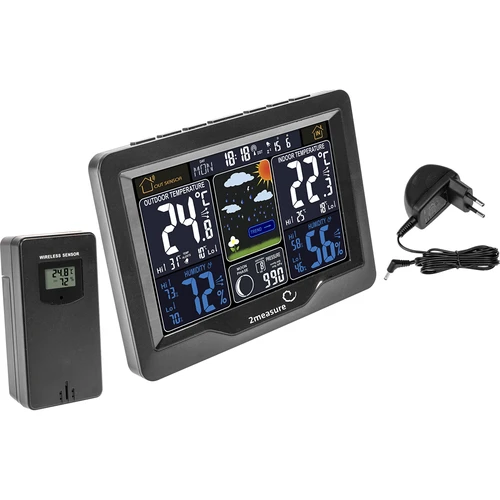 Μετεωρολογικός σταθμός RCC, DCF – ηλεκτρονικός, με οπίσθιο φωτισμό, ασύρματος, με αισθητήρα, μαύρος