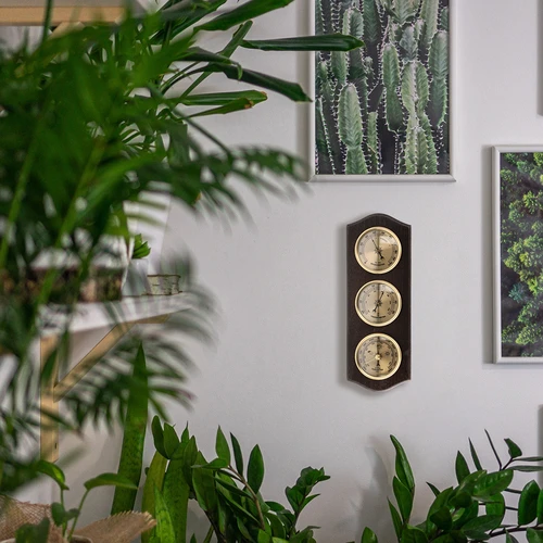 Μετεωρολογικός σταθμός ρετρό - σε καρυδί χρώμα με χρυσά καντράν - 6