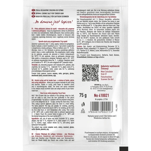 Μίγμα παστώματος με ελαφρύ άρωμα βοτάνων για ζαμπόν, 75 g - 2