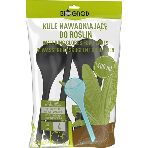 Μπάλες ποτίσματος για φυτά, μαύρες ματ, με φελλό, 400 ml, 4 τεμ. - 4