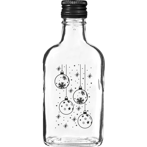 Μπουκάλι τύπου φλασκί 200 ml με βιδωτό καπάκι, εκτύπωση «Χριστουγεννιάτικες μπάλες», 1 τεμ.