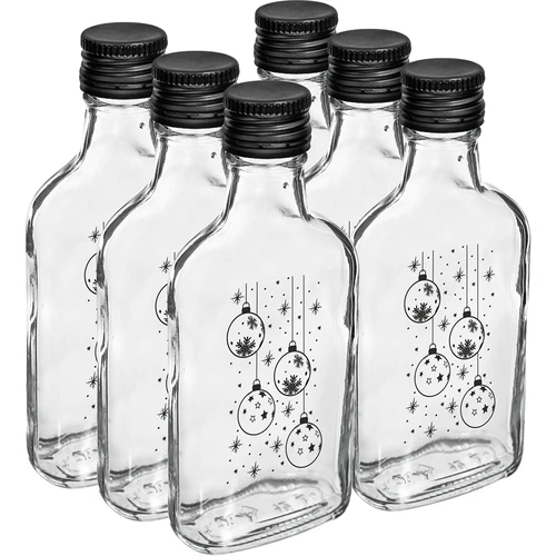 Μπουκάλι 200 ml με βιδωτό καπάκι, εκτύπωση «Χριστουγεννιάτικες μπάλες», 6 τεμ. - 4