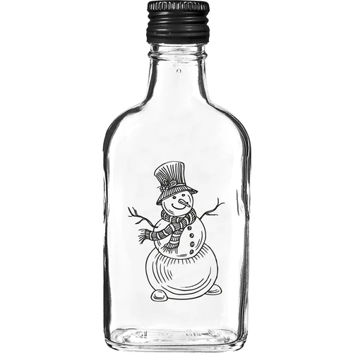Μπουκάλι 200 ml με βιδωτό καπάκι, χριστουγεννιάτικη εκτύπωση «Χιονάνθρωπος», 6 τεμ.