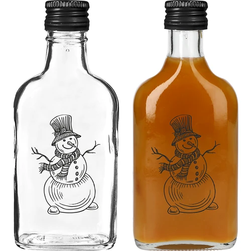 Μπουκάλι 200 ml με βιδωτό καπάκι, χριστουγεννιάτικη εκτύπωση «Χιονάνθρωπος», 6 τεμ. - 2