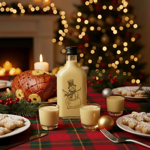 Μπουκάλι 200 ml με βιδωτό καπάκι, χριστουγεννιάτικη εκτύπωση «Χιονάνθρωπος», 6 τεμ. - 6