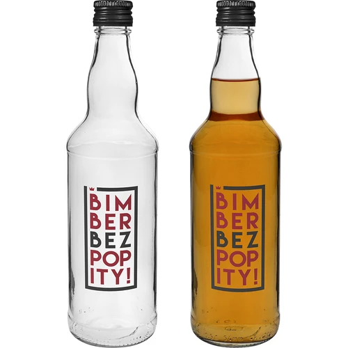 Μπουκάλι 500 ml με βιδωτό καπάκι και δίχρωμη εκτύπωση «Bimber Bez Popity» - 4 τεμ. - 6
