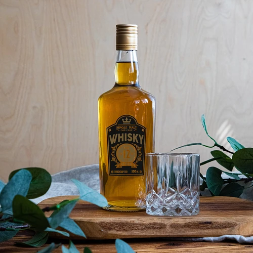 Μπουκάλι 500 ml με βιδωτό πώμα και δίχρωμη εκτύπωση Whisky - 4 τεμ. - 9