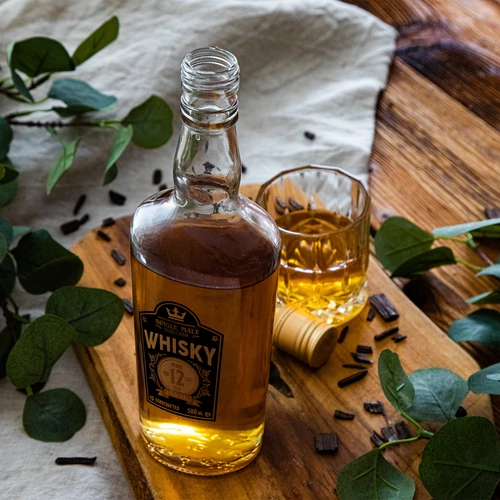 Μπουκάλι 500 ml με βιδωτό πώμα και δίχρωμη εκτύπωση Whisky - 4 τεμ. - 11