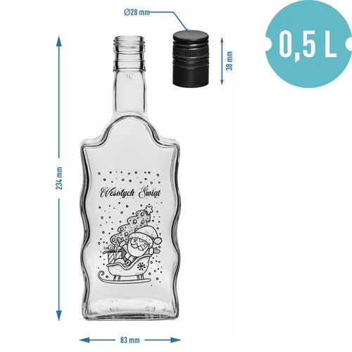 Μπουκάλι Klasztorna 500 ml με βιδωτό καπάκι, εκτύπωση «Άγιος Βασίλης», 1 τεμ. - 5