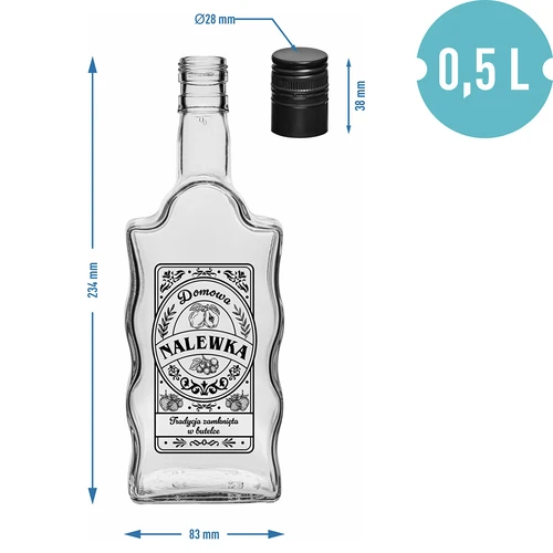 Μπουκάλι Klasztorna 500 ml με βιδωτό καπάκι, εκτύπωση «Nalewka», 1 τεμ. - 5