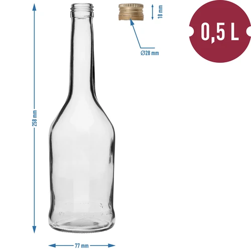 Μπουκάλι Napoleon 500 ml με βιδωτό καπάκι fi28, 6 τεμ. - 7