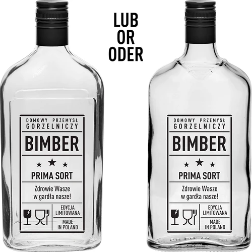 Μπουκάλι τύπου φλασκί 0,5 L με βιδωτό καπάκι και εκτύπωση Bimber PRL - 2