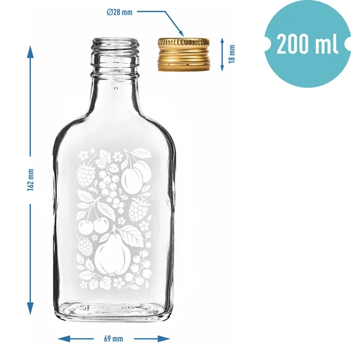 Μπουκάλι τύπου φλασκί 200 ml με βιδωτό καπάκι και εκτύπωση «Φρούτα», σχέδιο 2 - 4