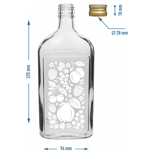 Μπουκάλι τύπου φλασκί 500 ml με βιδωτό καπάκι και εκτύπωση «Φρούτα», σχέδιο 2 - 5