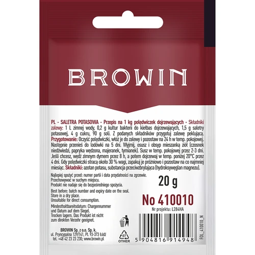 Νιτρικό κάλιο (σαλπέτρα) για παστάρισμα κρέατος, 20 g - 2