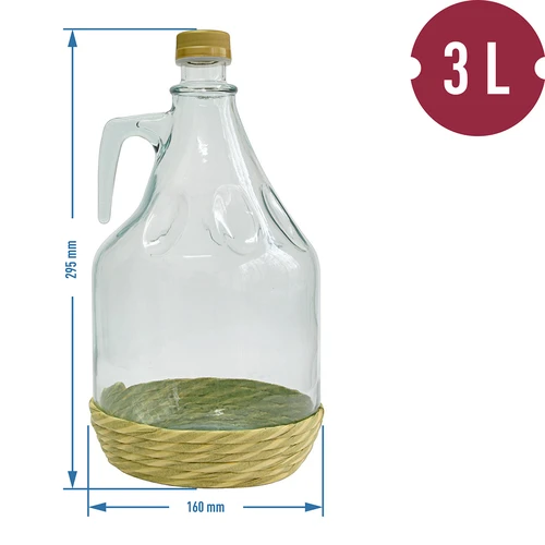 Νταμιτζάνα Dama 3 l με πλεκτό περίβλημα, με βιδωτό καπάκι - 2