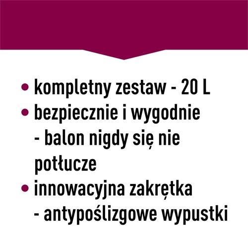 Νταμιτζάνα για κρασί, ελαφριά, άθραυστη, με ιμάντες, 20 L - 22