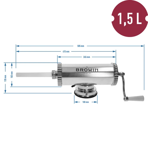 Οριζόντιο γεμιστικό λουκάνικων 1,5 kg με έμβολο σιλικόνης - 10