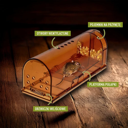 Παγίδα για ποντίκια – ζωντανής σύλληψης, διάφανη, 2 τεμ. - 5