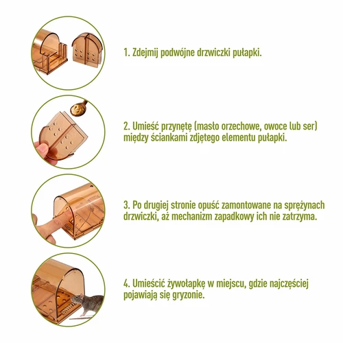 Παγίδα για ποντίκια – ζωντανής σύλληψης, διάφανη, 2 τεμ. - 4