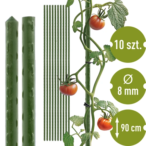 Πάσσαλοι κήπου Bioogród – ατσάλινοι επικαλυμμένοι, 0,9 m, Ø 8 mm, 10 τεμ.