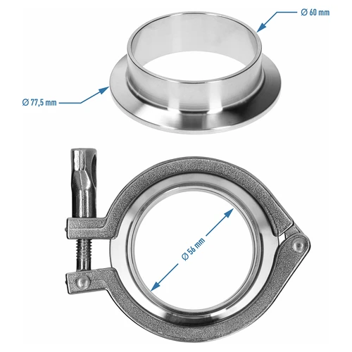 Πλήρες σετ σύνδεσης Tri-Clamp 77,5 x 60 mm - 5