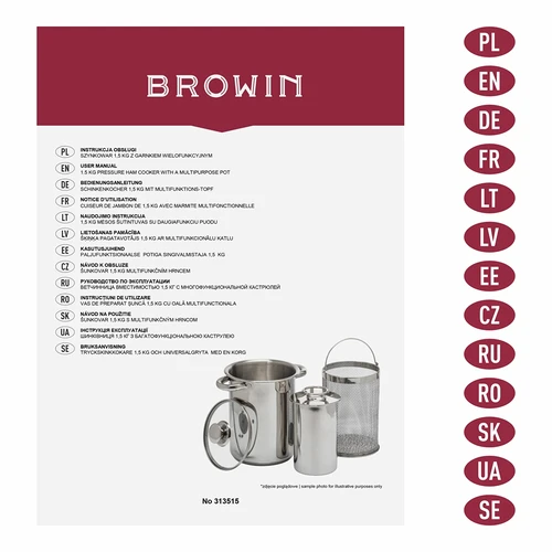 Πολυλειτουργική κατσαρόλα με καλάθι και συσκευή παρασκευής ζαμπόν - 12