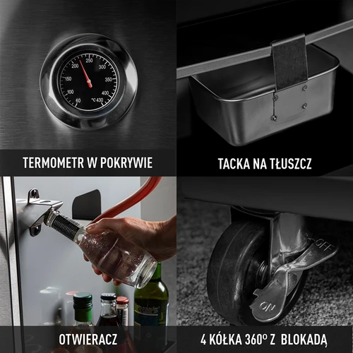 Ψησταριά υγραερίου dragON BBQ101, 11,7 kW, μαύρο-ασημί - 8