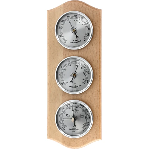 Ρετρό μετεωρολογικός σταθμός - φυσικό ξύλο με ασημένια καντράν