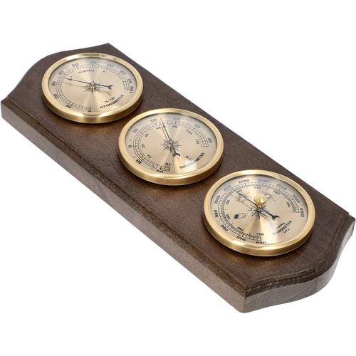 Ρετρό μετεωρολογικός σταθμός - χρώμα wenge με χρυσά καντράν - 2