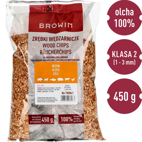 Ροκανίδια για κάπνισμα/γκριλ, κλήθρα, 450 g, κλ. 2 - 3