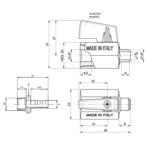 Σετ βαλβίδα σφαιρική + ρακόρ - 4