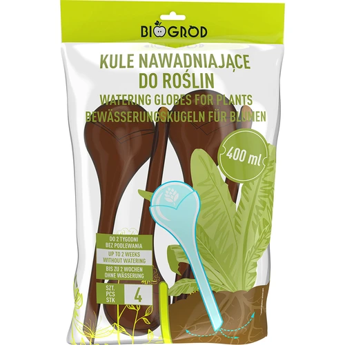 Σφαίρες ποτίσματος για φυτά, διάφανες κεχριμπαρένιες, 400 ml, 4 τεμ. - 3