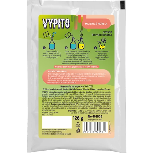 VYPITO 12%, φακελάκι για 18 ποτά - Μάτσα-Βερίκοκο, 126g - 2