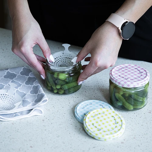 Χαμηλό βάζο 330 ml - με έγχρωμο καπάκι fi 82/6, 6 τεμ. - 8