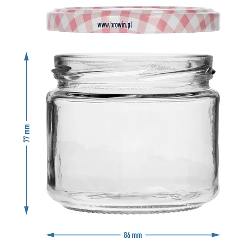 Χαμηλό βάζο 330 ml - με έγχρωμο καπάκι fi 82/6, 6 τεμ. - 7