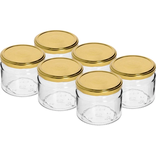 Χαμηλό βάζο 330ml - με χρυσό καπάκι fi 82/6, 6 τεμ.