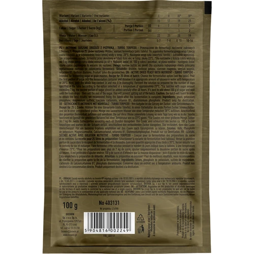 Ζύμες απόσταξης Turbo Torpedo 5–7 ημέρες 21% 100 g - 2