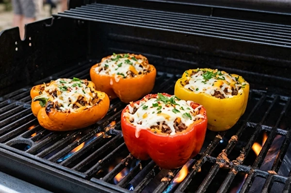 Γεμιστές πιπεριές στο γκριλ αερίου